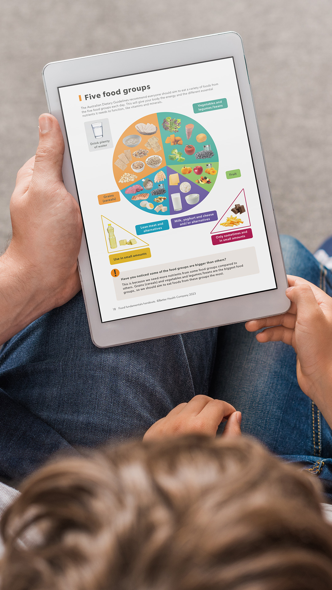 Top view image of online learning material on tablet