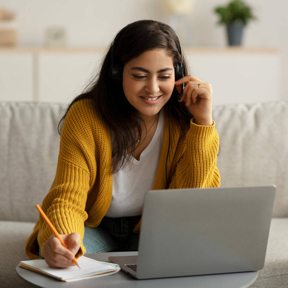 Woman learning online